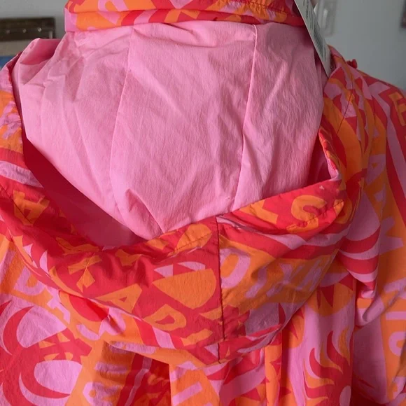 Adidas Farm Rio Pink & Orange Tropical Print Loose Fit Hooded Jacket - Picture 5 of 6